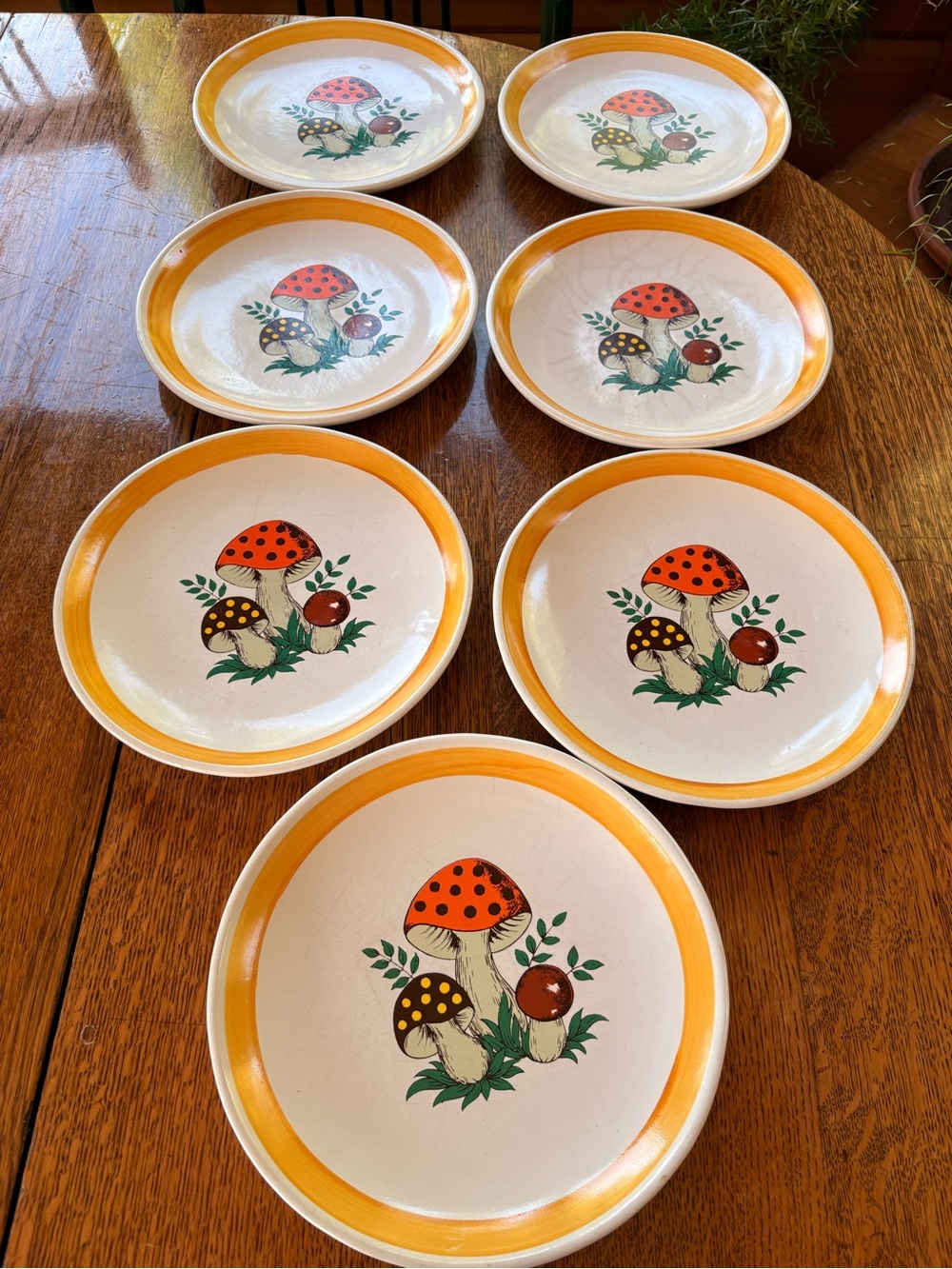 Vintage Merry Mushroom Dinner Plates — Made in Canada (Set of 7)